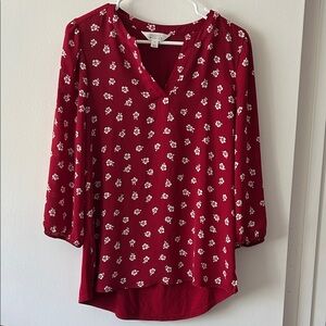 Market & Spruce Red Floral Blouse